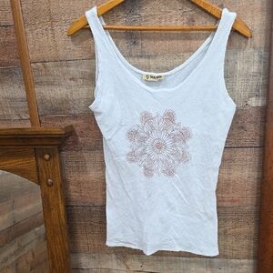 Yuu White Tank Top with Mandala Design
